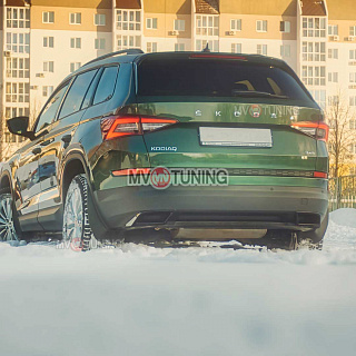 Имитация насадок глушителя(выхлопа) ПОД ОКРАСКУ для Skoda Kodiaq I поколение 2016 - 2023
