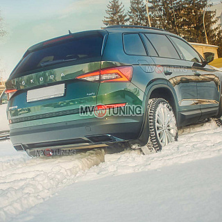 Имитация насадок глушителя(выхлопа) ПОД ОКРАСКУ для Skoda Kodiaq I поколение 2016 - 2023
